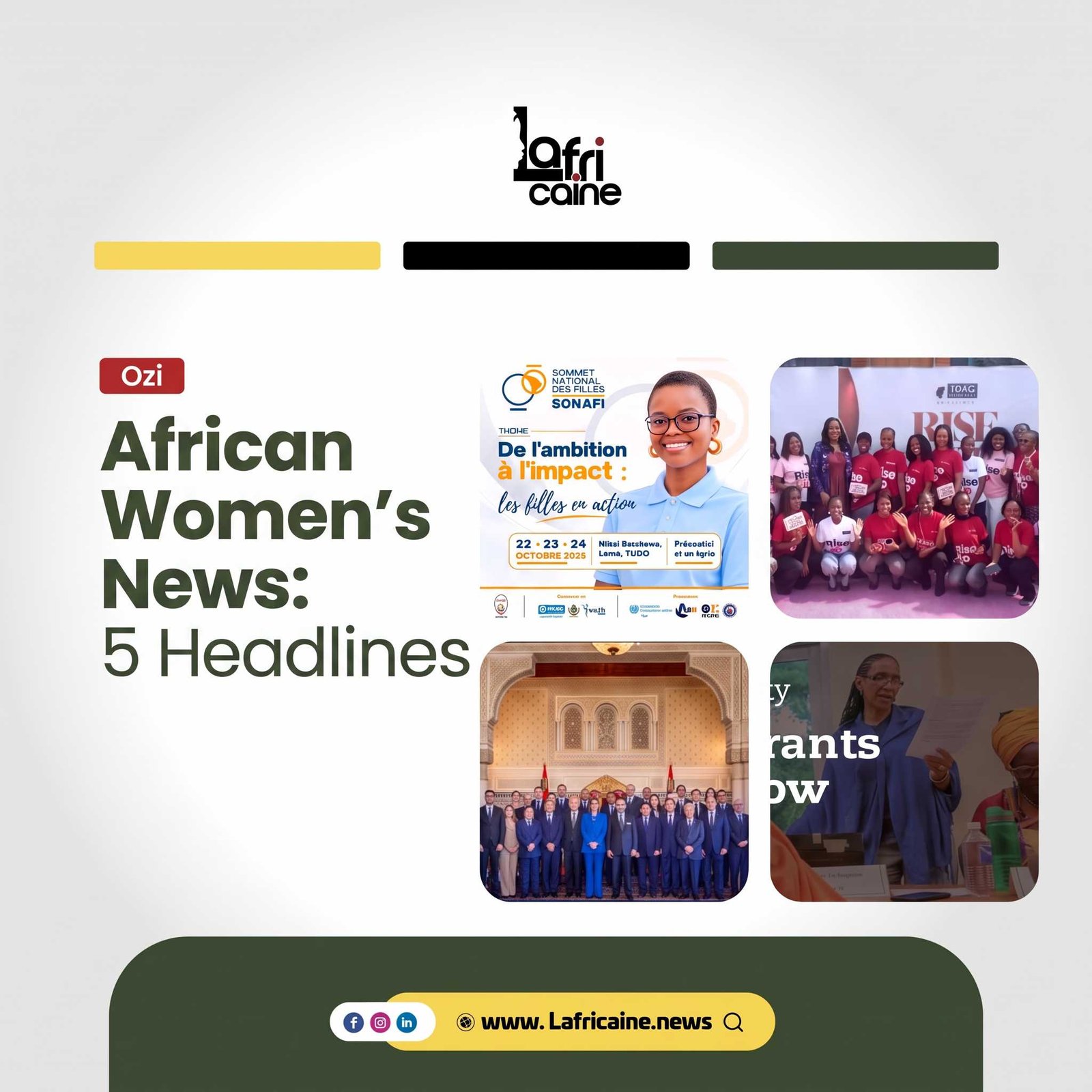 African women's news, October 20, 2026: National Girls' Summit in Lomé, Morocco's first woman Prime Minister and a Commonwealth Foundation call.